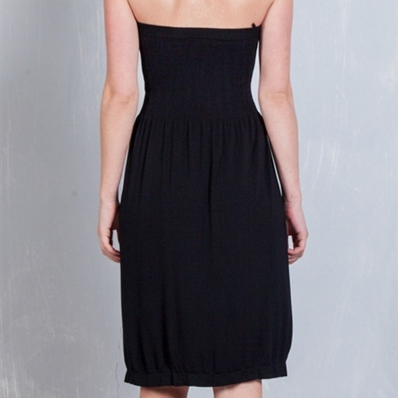 $5 BLACK STRAPLESS HIGH WAISTED MIDI DRESS - Picture 3 of 5